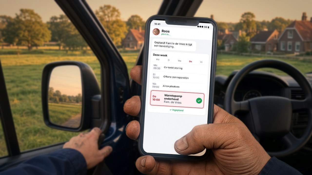Installateur stapt in, Roos heeft de afspraak al ingepland